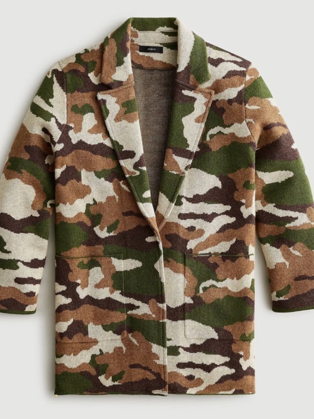 J. Crew Sophie Camo Open Front Sweater Blazer Knit Cardigan Jacket XS